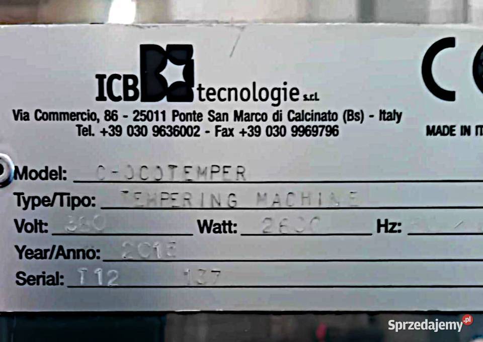 Maszyna do temperowania czekolady CHOCOTEMPER