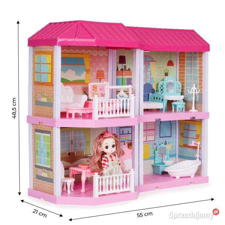 Domek lalek składany Villa mebelki lalka LED