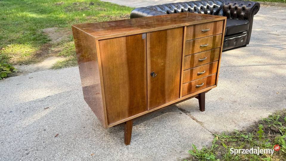 Komoda PRL z szufladami i szafką vintage na 86cm Warszawa sprzedam