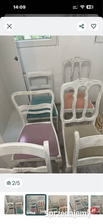 6 krzeseł antyk Shabby białe Konstancin-Jeziorna