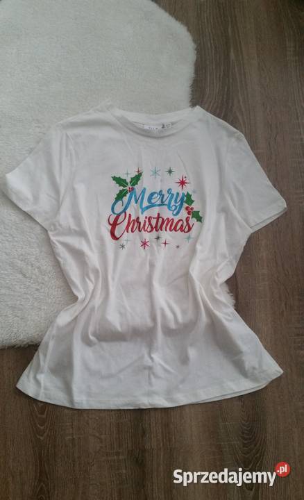 Świąteczna koszulka white Merry Christmas biały Bluzki i koszule mazowieckie Warszawa