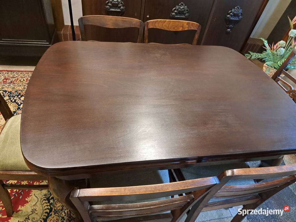 Stół secesja rozkładany krzesła