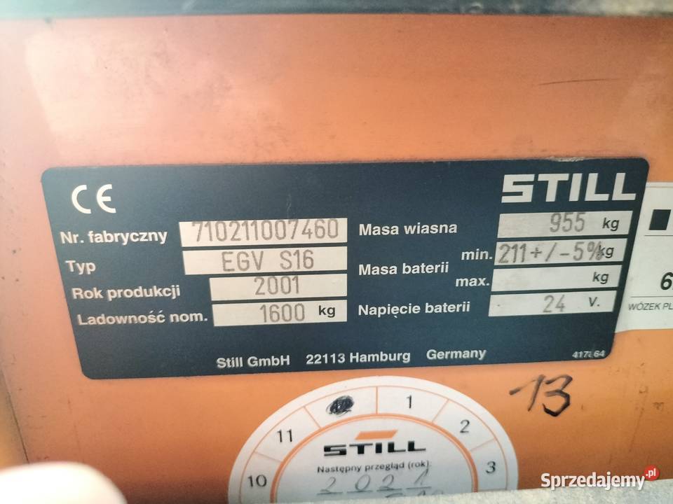Wózek podnośnikowy paletowy elektryczny STILL Toruń