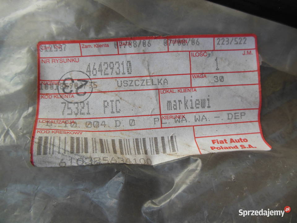 Uszczelka szyby klapy lewy tył Fiat Brava Uszczelki szyb