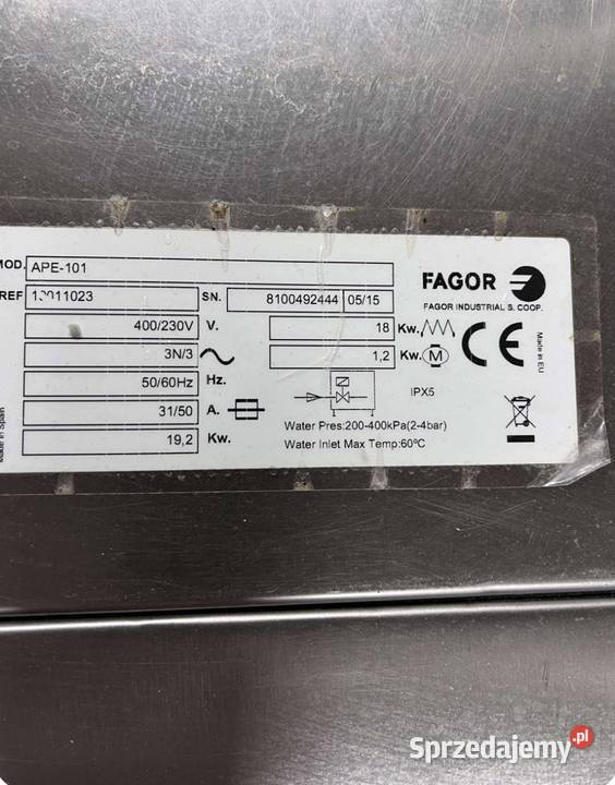 Piec konwekcyjnoparowy elektryczny FAGOR APE101 Wartkowice sprzedam