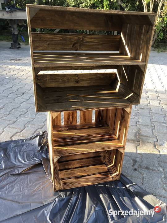 Drewniana skrzynka regał handmade rustykalny Poznań