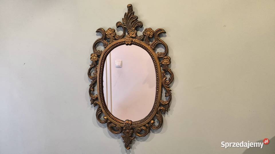 Piękne stylowe mosiężne lustro zdobione Łódź