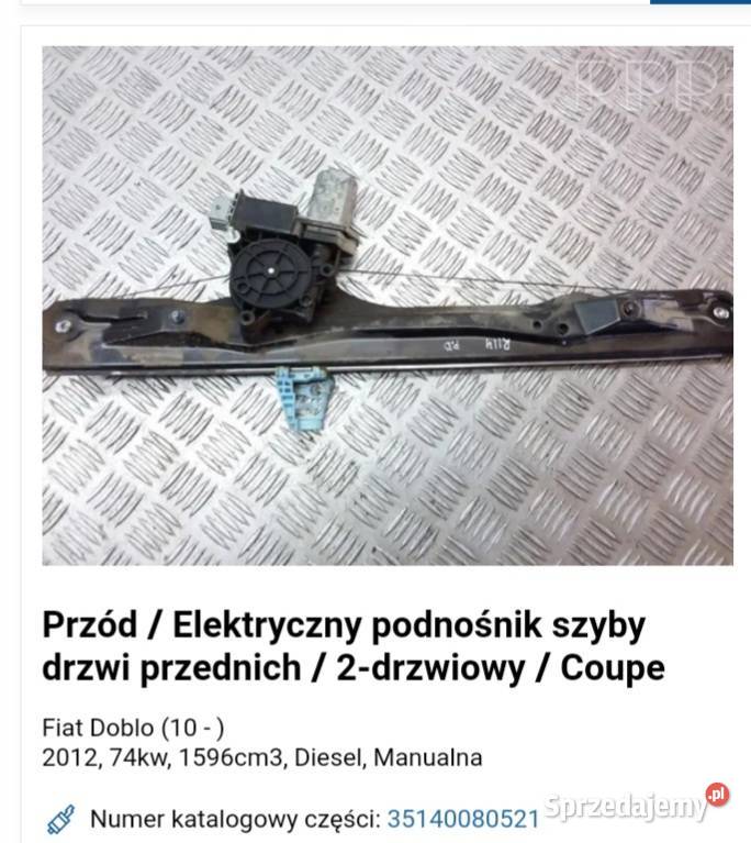 Podnośnik szyb elektrycznych prawy DOBLO 201218 osobowe wielkopolskie Ostrów Wielkopolski