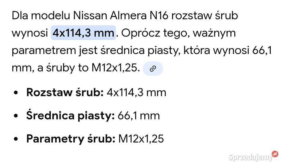 Felgi stalowe 15 4x1143 z nissana almery ale