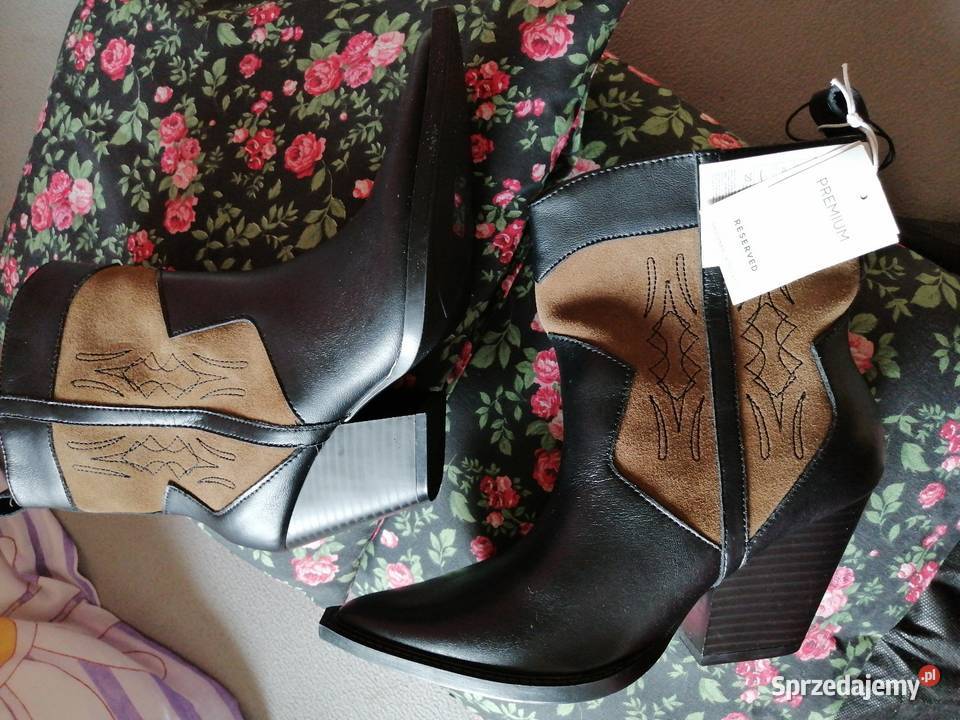 RESERVED Premium SkÓRZANE buty kowbojki NA