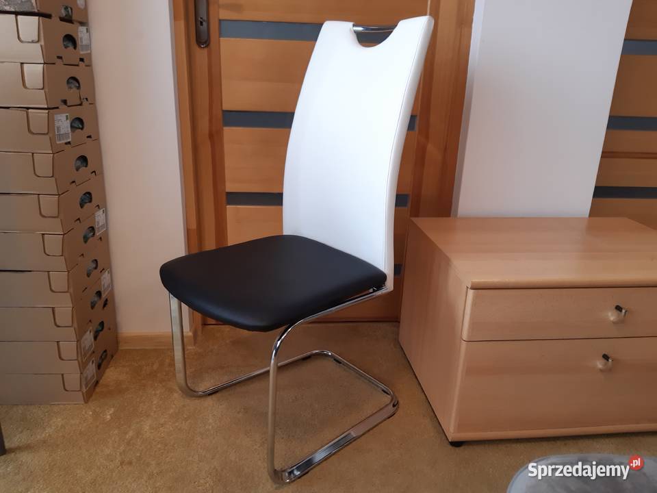 Krzesła KRZESŁO czarne na płozach piękny nikiel Ostrowiec Świętokrzyski