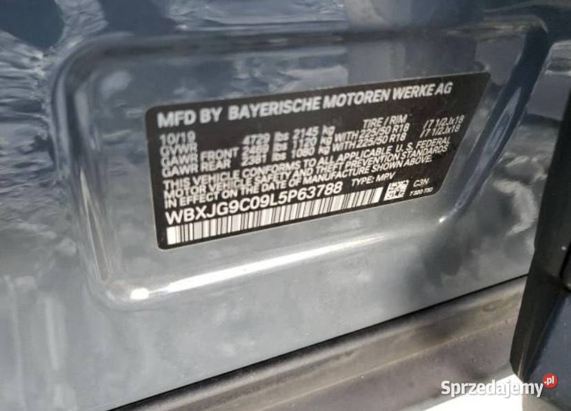 BMW X1 XDRIVE28I 2020 USA KANADA LICYTACJE automatyczna Tarnowo Podgórne