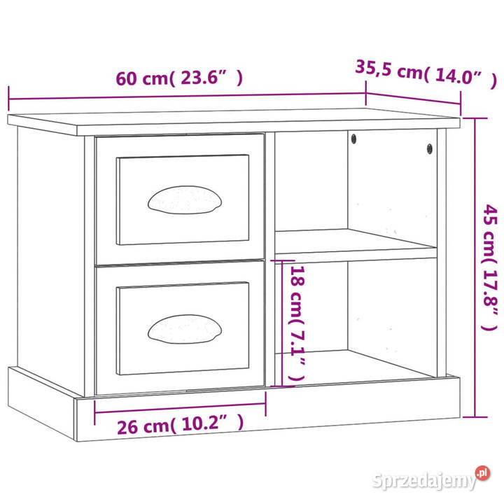 Szafka nocna biała 60x355x45 WM816368 Warszawa