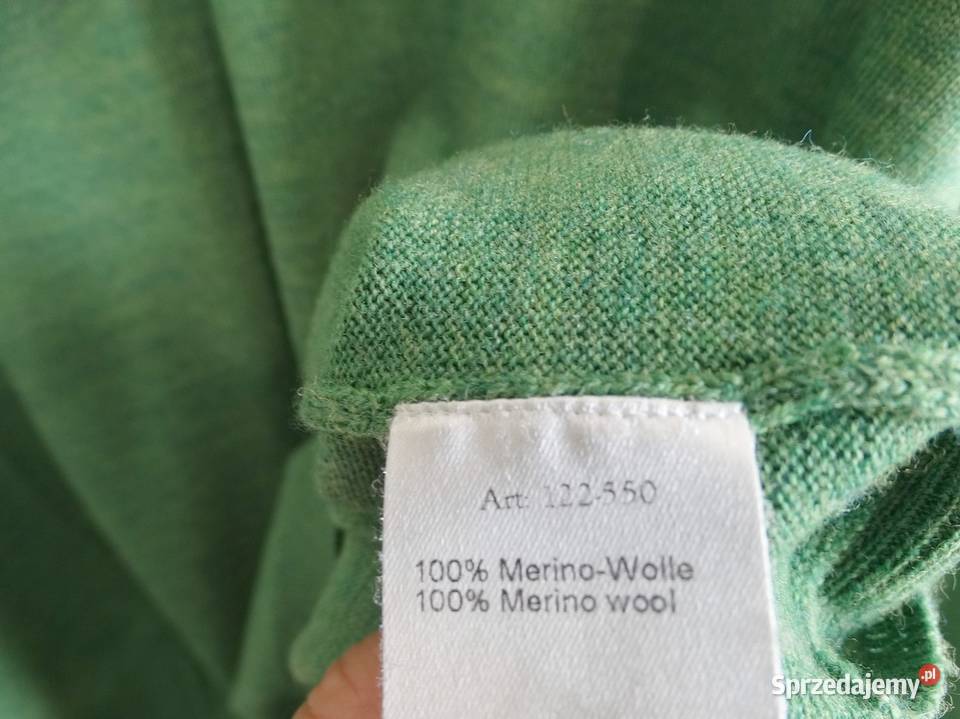 Sweter Męski Wełniany 100 Wełna Merino VNeck długi Łomża