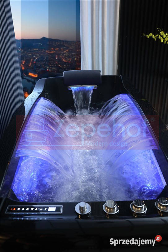 Czarna wanna z hydromasażem EBD034 prostokątna Grabówka