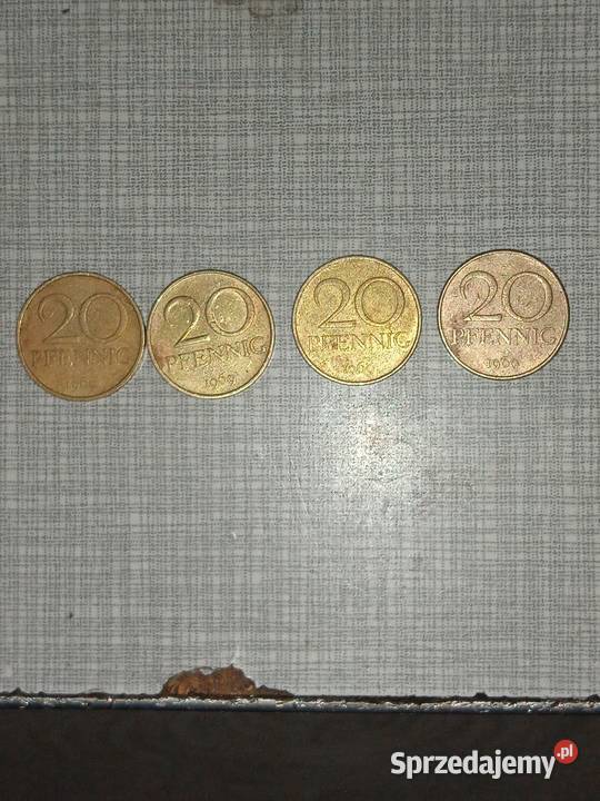 Monety kolekcjonerskie 20 PFENNIG 1969 4 sztuki Ozorków