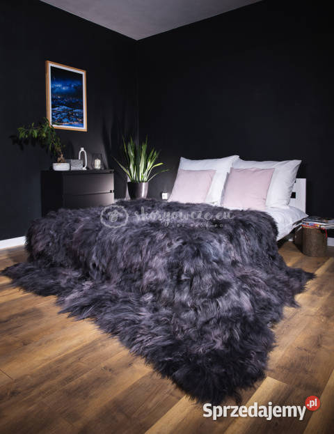Narzuta ze skóry owczej islandzkiej stalowa Szaflary