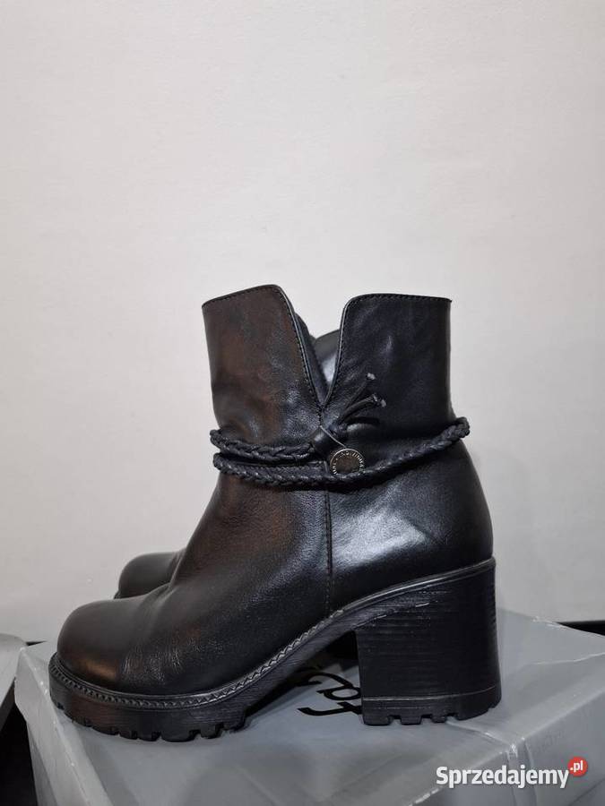 Botki damskie 38 czarne skórzane małopolskie Kraków