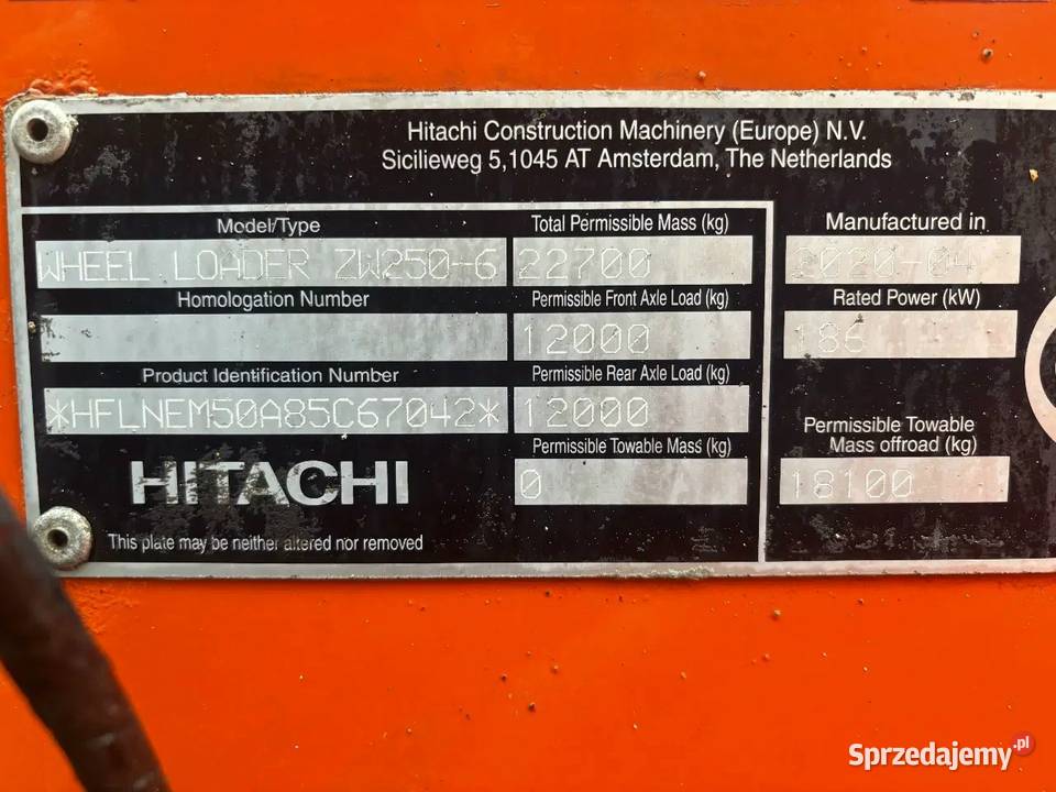 Ladowarka kolowa Hitachi ZX250 sprzedam