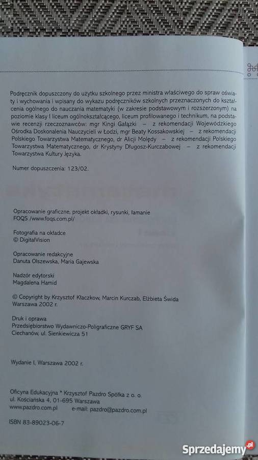 Matematyka liceum technikum podręcznik Małkinia Górna sprzedam