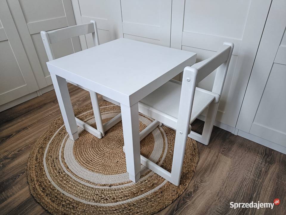 STOLIK 2 krzesła dzieci Biały komplet do zabawy Brzostek sprzedam