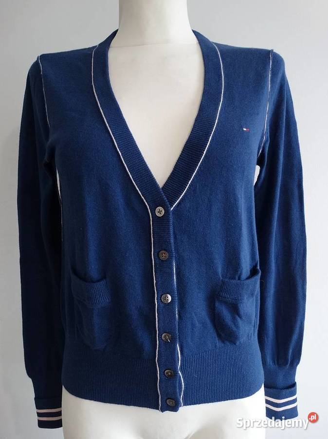 Sweter Kardigan Granatowy Bawełniany Tommy Łomża