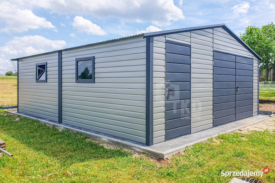 Garaż Blaszany 7x6m Brama Uchylna Drzwi Okno Toruń
