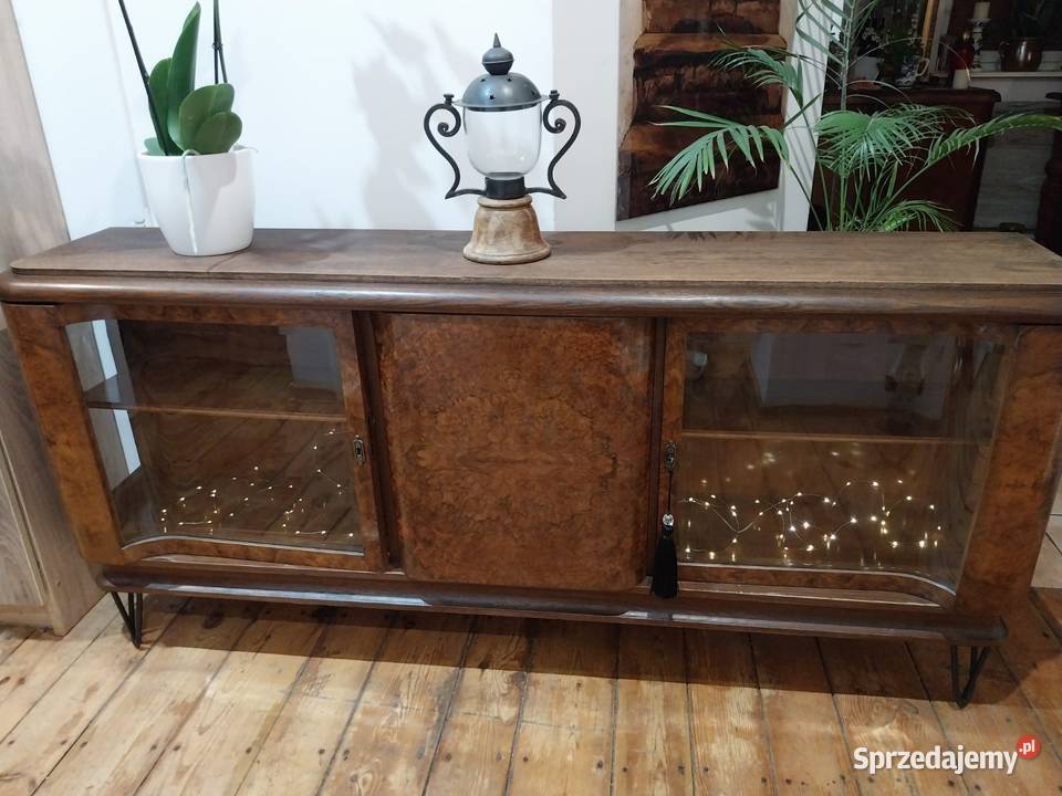 Przedwojenna retro komoda witryna drewniana