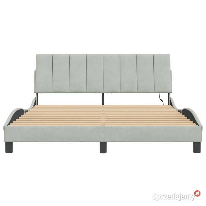 Rama łóżka z LED jasnoszara aksamitna 160x200 Warszawa