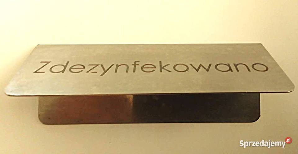 Nierdzewna tabliczka Zdezynfekowano Ekspozytor Rewal