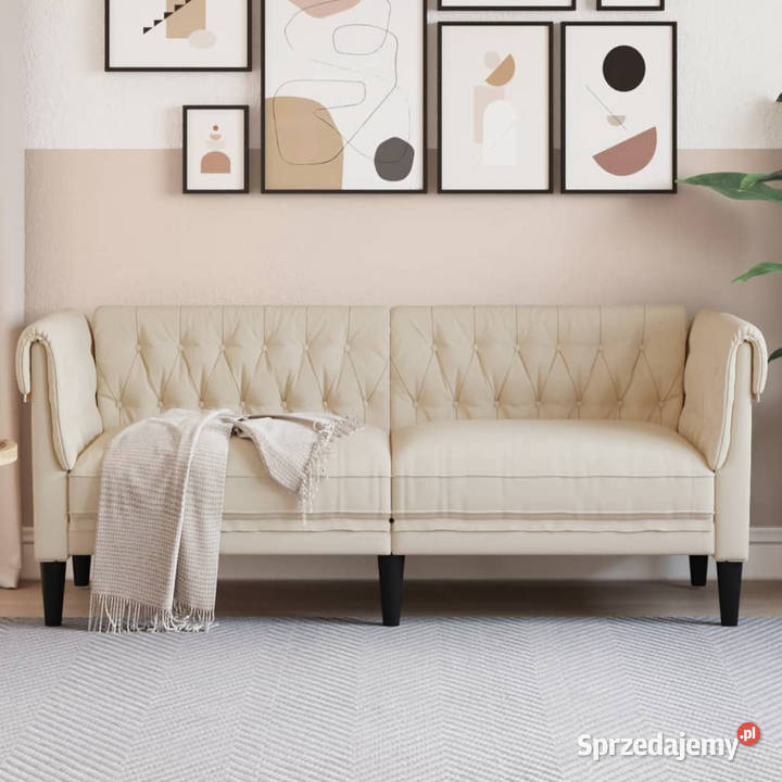 Sofa Chesterfield dwuosobowa obita lnem WM372554 Warszawa
