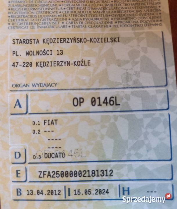 FIAT Ducato L3 H2 2012r 30 Multijet 180 Power wspomaganie kierownicy opolskie Kędzierzyn-Koźle