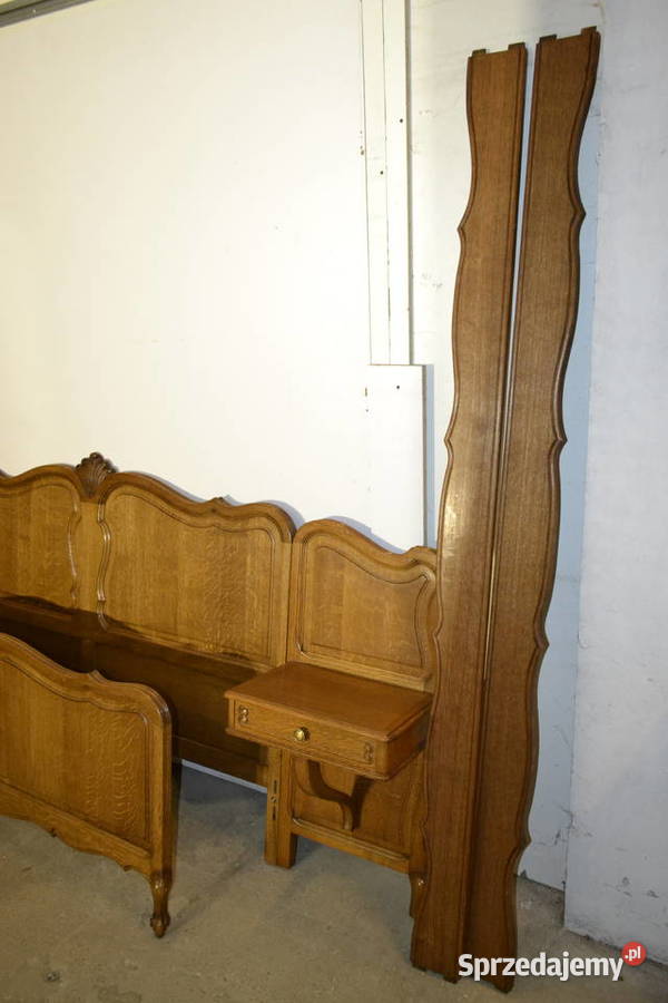 łóżko ludwikowskie wezgłowie z szufladami dąb