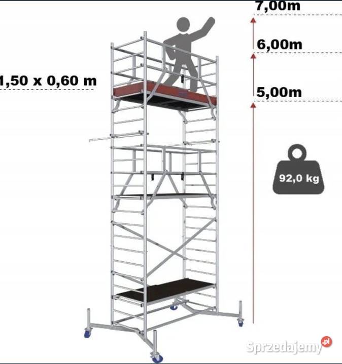 Wynajem rusztowania aluminiowego 8 m schody Szczecin usługi budowlane