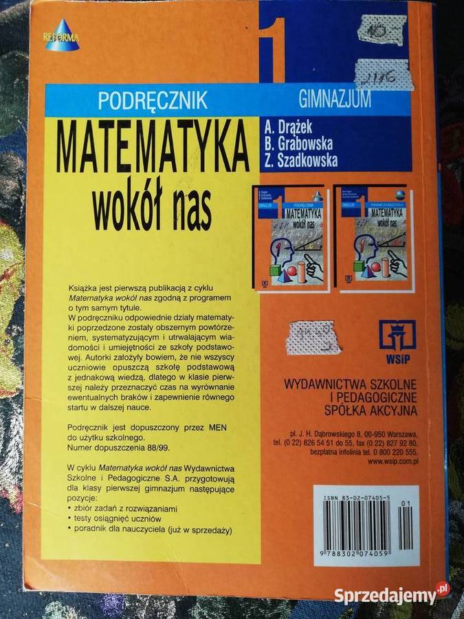 Matematyka wokół nas 1A Drążek B Grabowska Z Rok wydania 1999 Książki i Podręczniki małopolskie Kraków