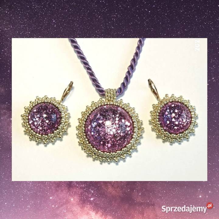 KOMPLETZ FIOLETOWYM BROKATEM ŻYWICA Warszawa sprzedam