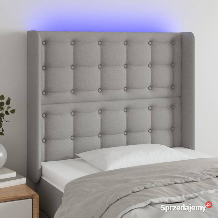 Zagłówek do łóżka z LED jasnoszary 103x16x118128 mazowieckie Warszawa