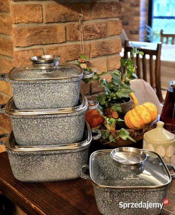 259 Zestaw 4 sztuk brytfanek marmurkowych Zabrze