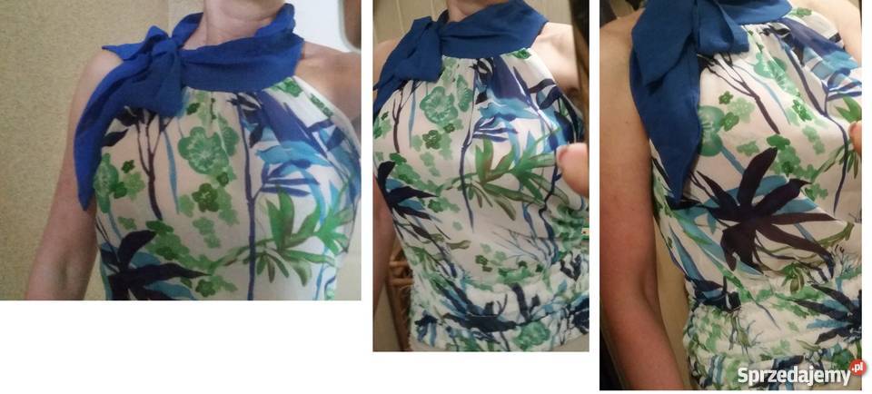 bluzka zwiewna letnia hawajska palmy lekka bez rękawa Kielce sprzedam