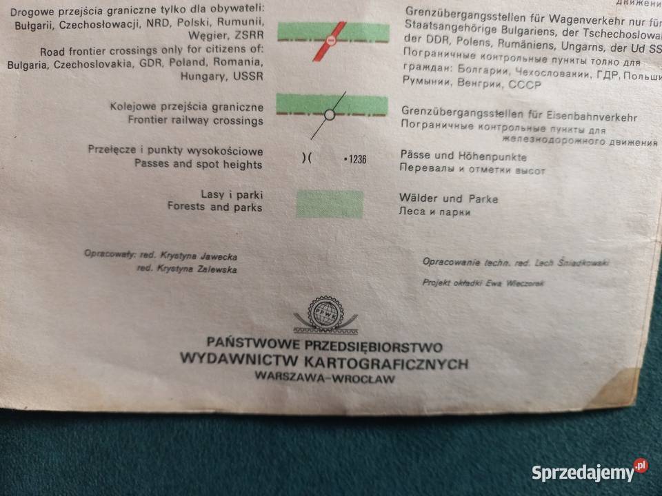 Mapa samochodowa Polski z 1984 roku Wrocław