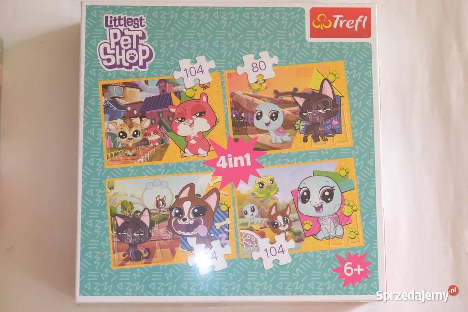 Puzzle 4 układanki 54 80 104 el Littlest Pet Dąbrowa