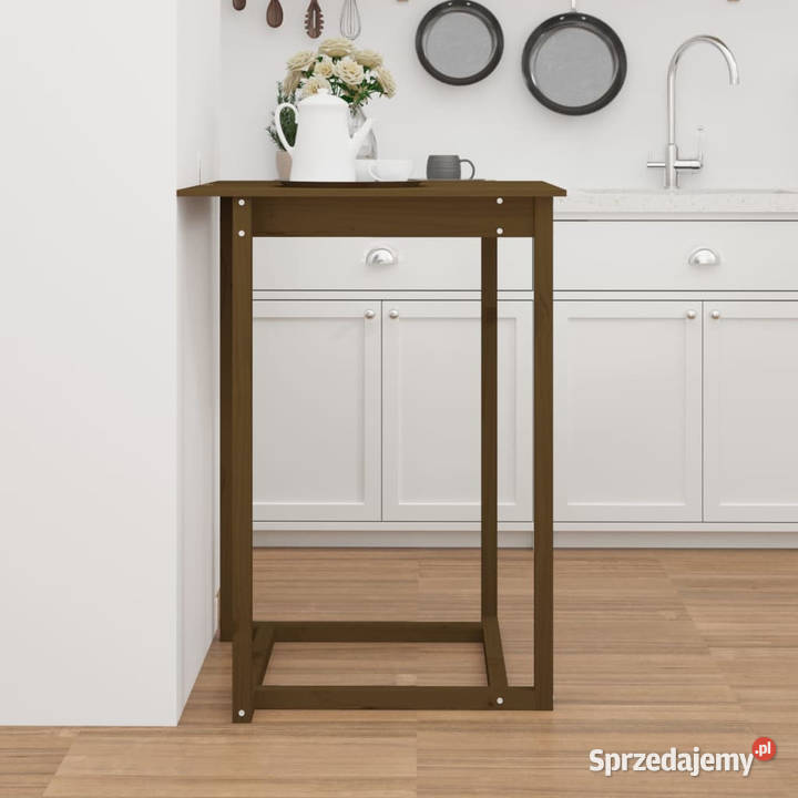 Stolik barowy miodowy brąz 80x80x110 lite drewno Warszawa