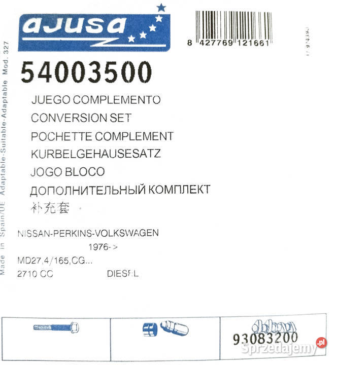 Komplet uszczelek bloku silnika AJUSA 54003500 Tyczyn