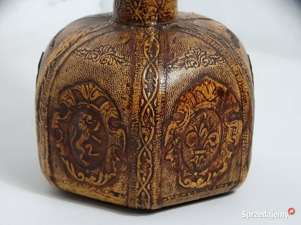 Włoska Karafka Vintage 1L Skóra Tłoczona Biłgoraj