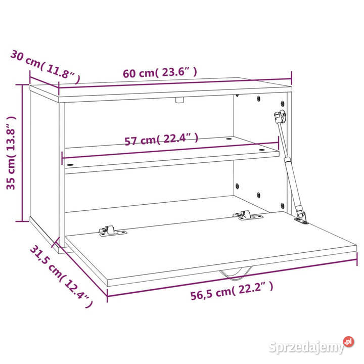 Szafka ścienna czarna 40x30x35 lite drewno Warszawa