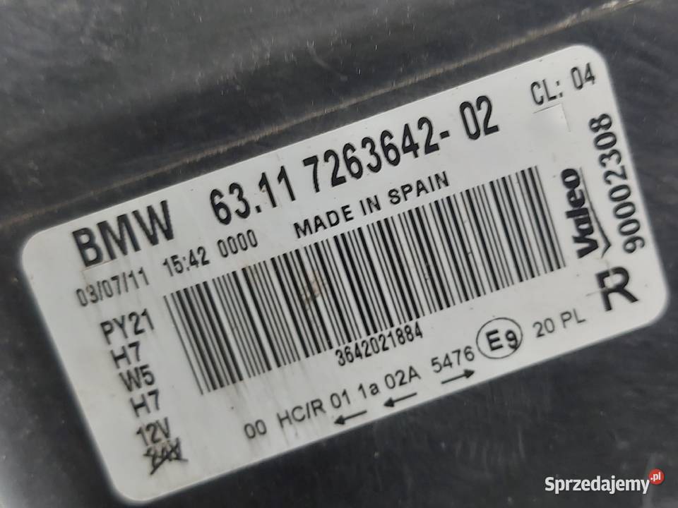BMW E88 11r lampa prawa przód ANGLIK 7263642 Lampy przednie