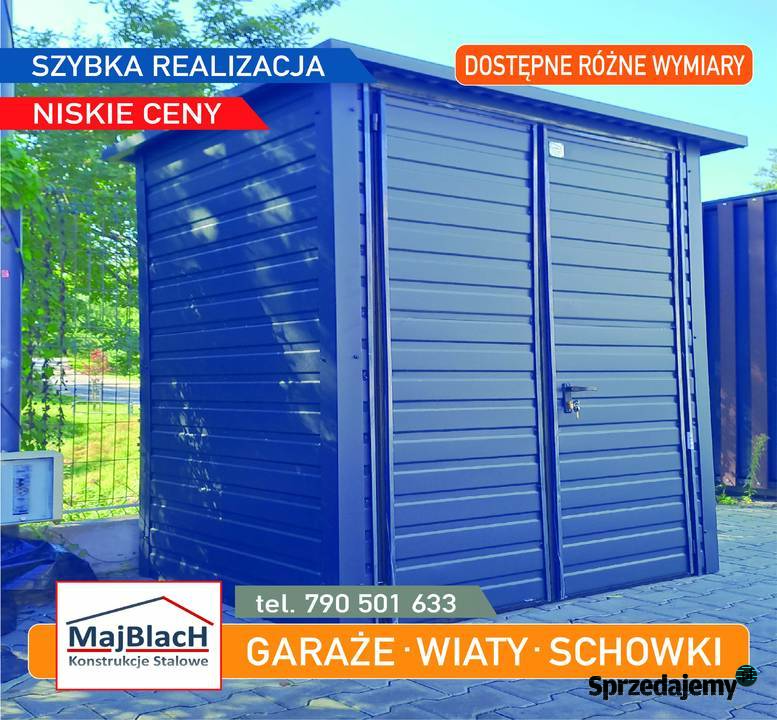 Garaż Blaszany GRAFITOWY Wiata Śmietnikowa Dom i Ogród Włoszczowa