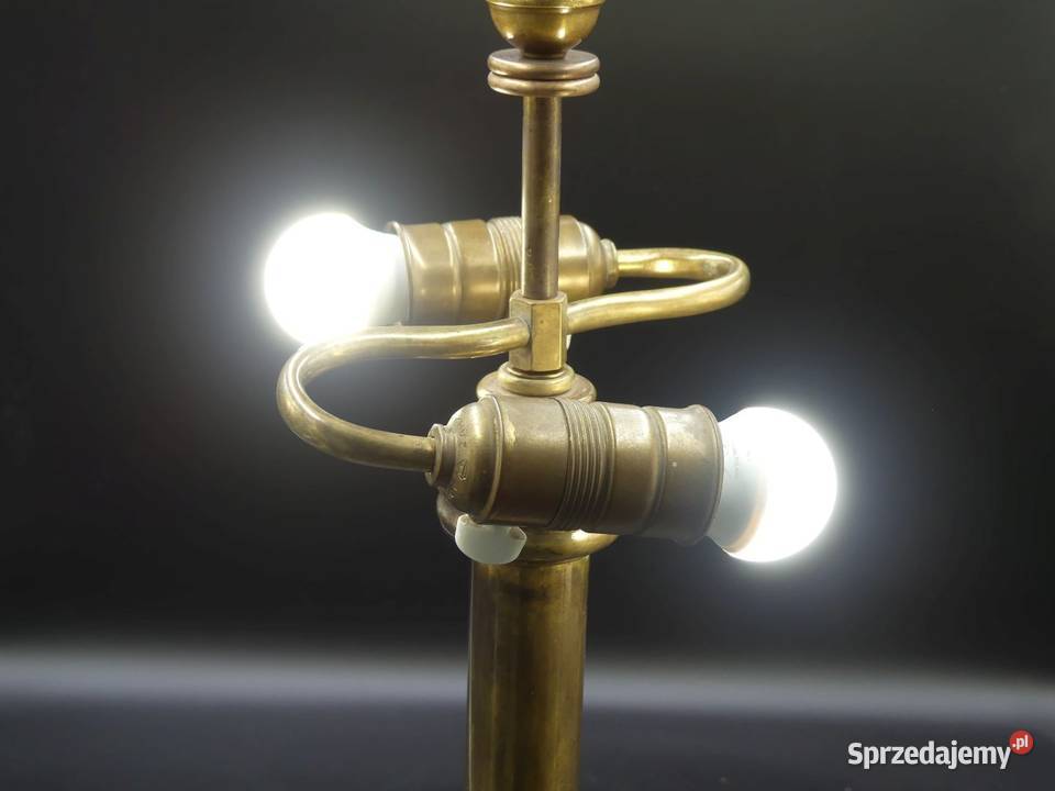 Zjawiskowa mosiężna lampa gabinetowa 2 żarówki Poznań sprzedam