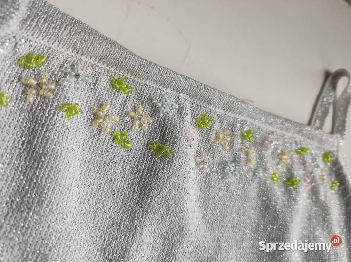 srebrna koszulka srebrzysta koraliki wyszywana świętokrzyskie