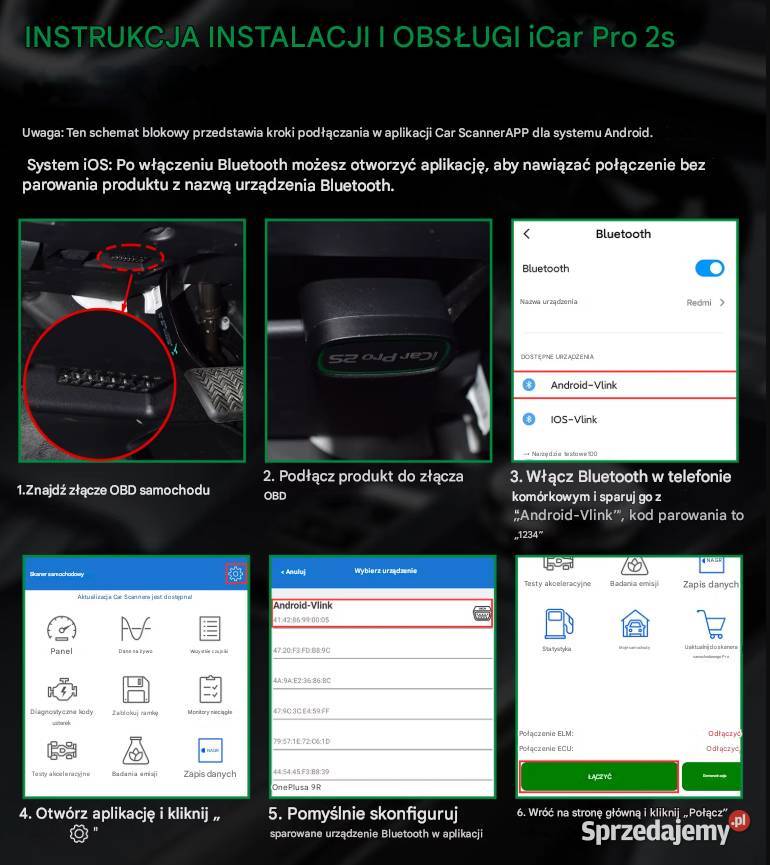 Vgate iCar Pro 2S ELM327 interfejs diagnostyczny Piotrków Trybunalski